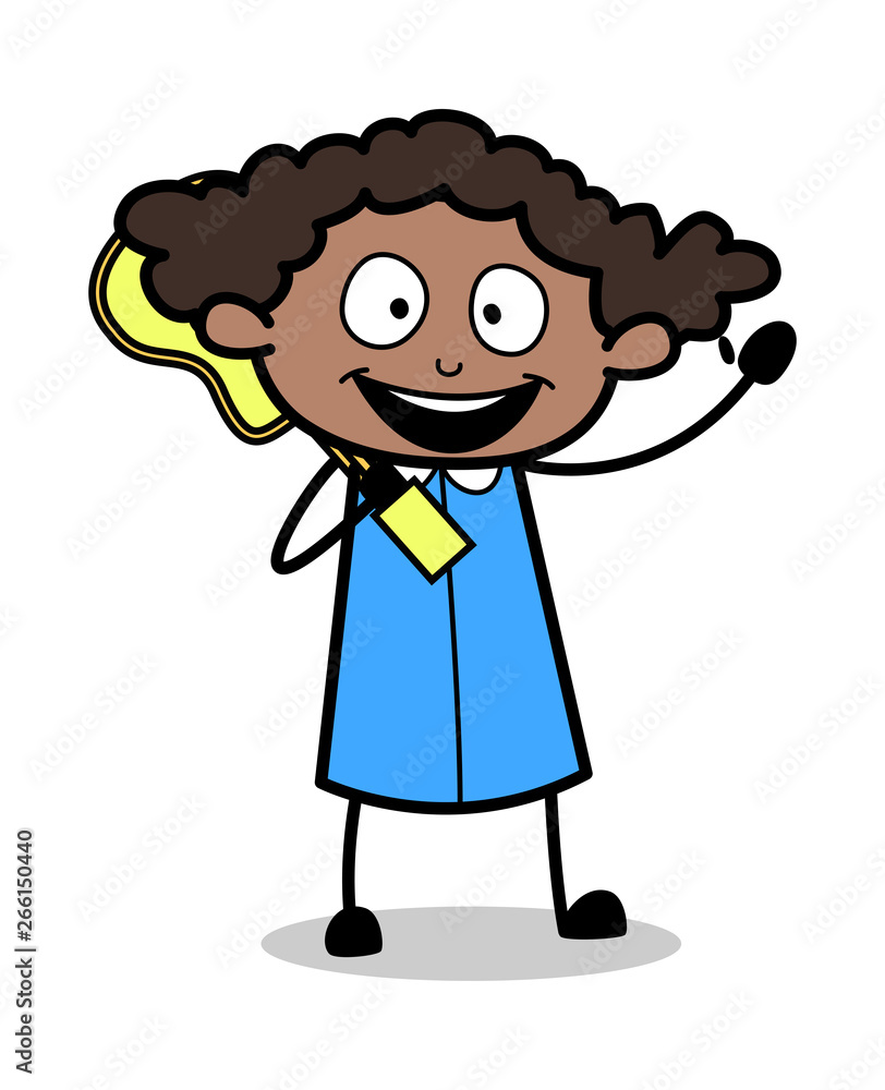 Holding a Guitar - Retro Black Office Girl Cartoon Vector Illustration Holding a Guitar - Retro Black Office Girl Cartoon Vector Illustration
