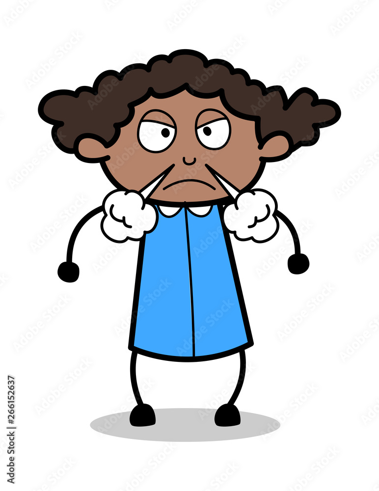 Very Aggression - Retro Black Office Girl Cartoon Vector Illustration Very Aggression - Retro Black Office Girl Cartoon Vector Illustration