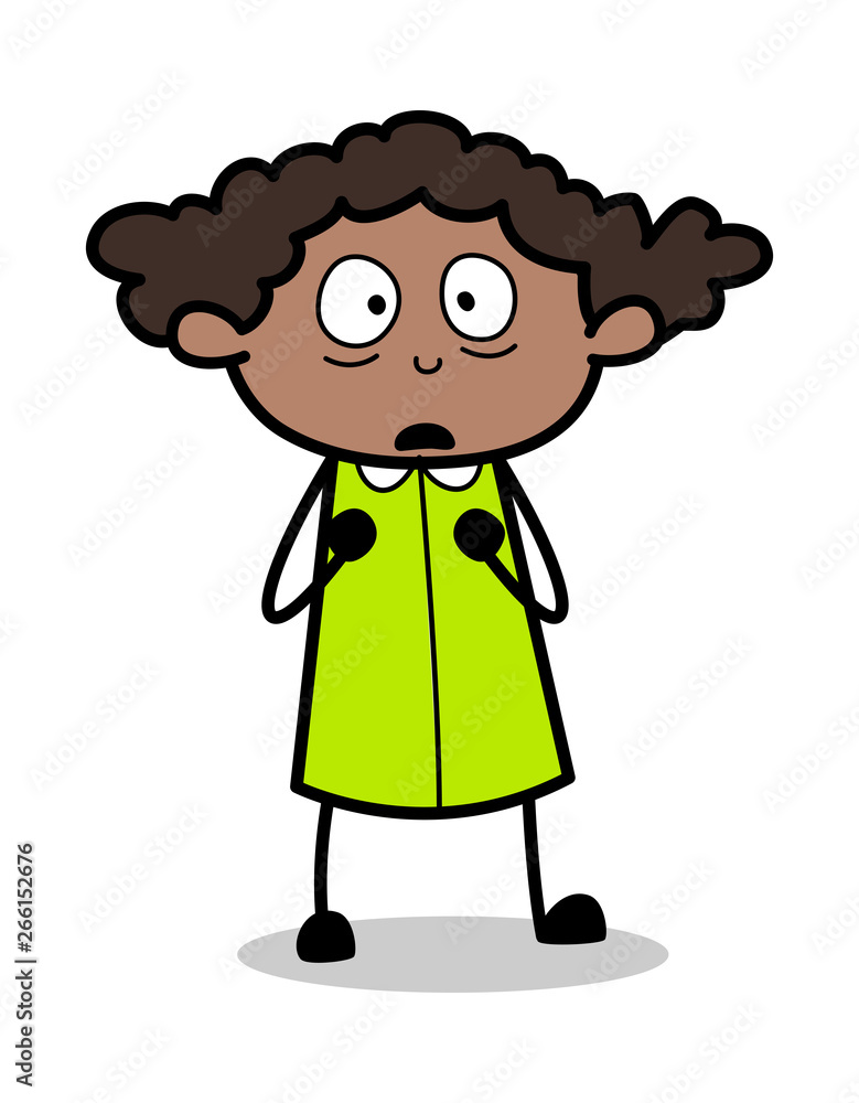 Shocked Face - Retro Black Office Girl Cartoon Vector Illustration Stock  Vector | Adobe Stock