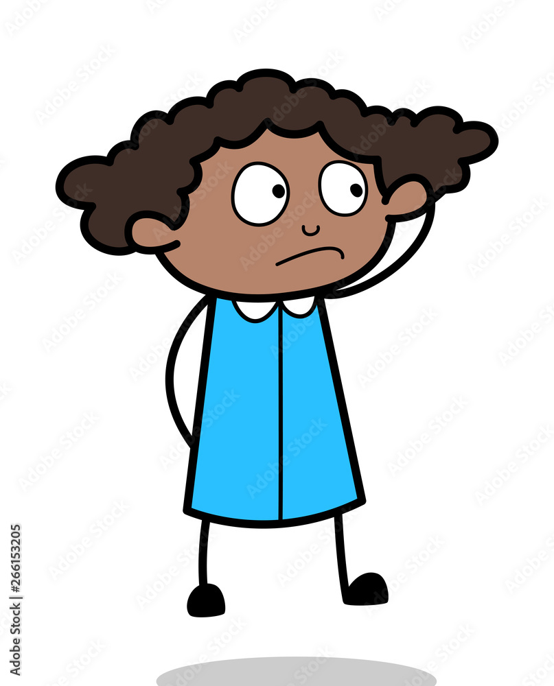 Confusion - Retro Black Office Girl Cartoon Vector Illustration Confusion - Retro Black Office Girl Cartoon Vector Illustration