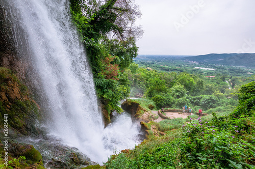Edessa  Greece - June 28  2014  Powerful stream of waterfall in the Edessa