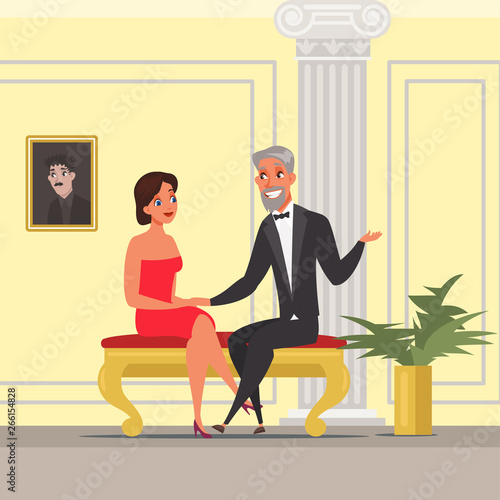 Man and woman having date illustration