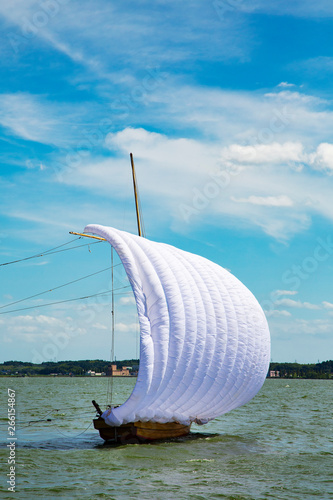 Traditional fishing boat on Kasumigaura lake photo