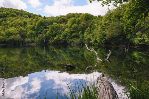  Small lake in the mountains without people in Basque Country