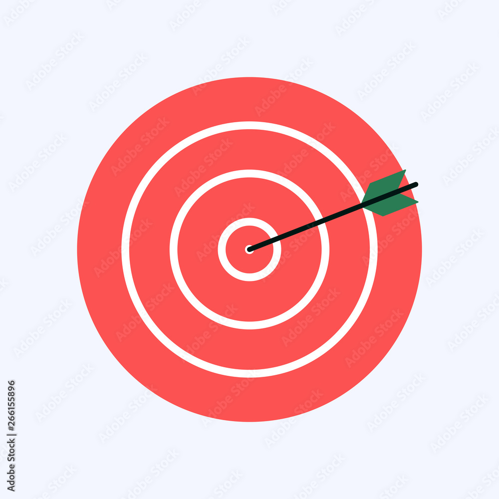 Target with arrow flat style isolated on blue background Target with arrow flat style isolated on blue background