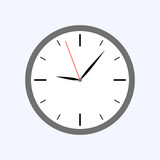 Gray clock flat style isolated on blue background