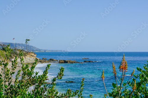 Scenic San Clemente Ocean side close to pier and rails pacific surfliner