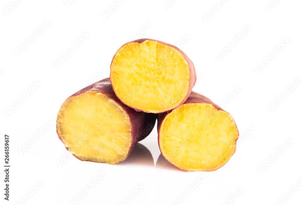 Sweet potato boil isolated on white background, food healthy diet concept Sweet potato boil isolated on white background, food healthy diet concept