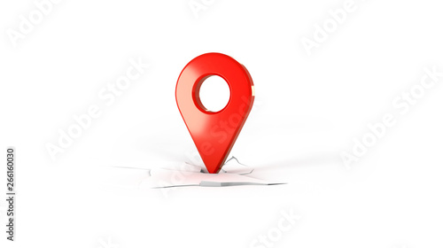 Location Marker on shattered ground 3D illustration