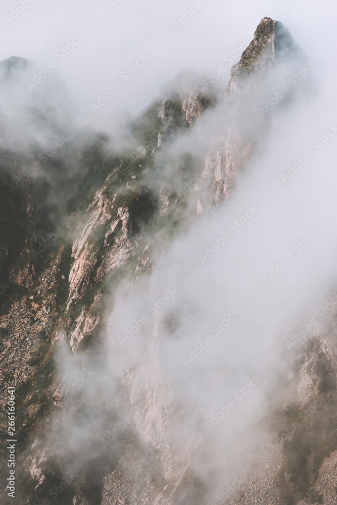 Foggy mountains landscape Travel aerial view wilderness nature tranquil moody scenery Foggy mountains landscape Travel aerial view wilderness nature tranquil moody scenery