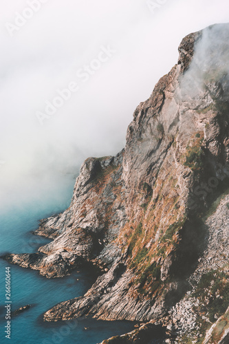 Mountain rock and sea landscape Travel aerial view wilderness nature scenery
