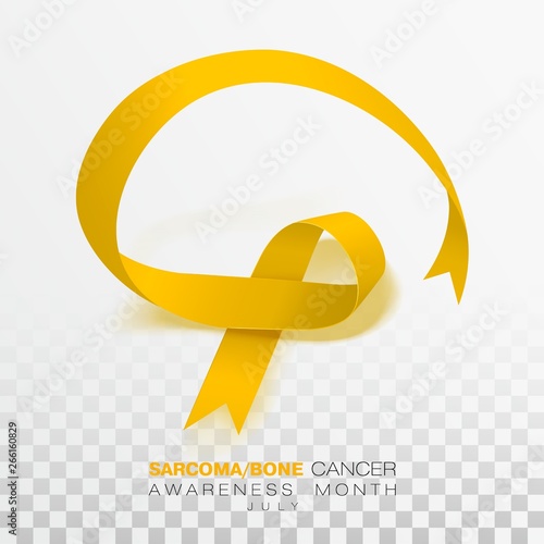 Sarcoma and Bone Cancer Awareness Week. Yellow Color Ribbon Isolated On Transparent Background. Vector Design Template For Poster.
