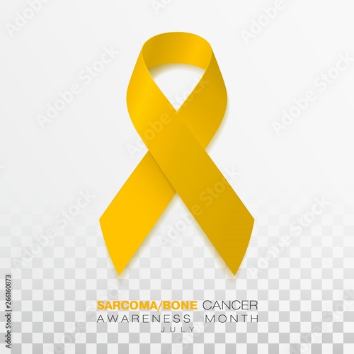 Sarcoma and Bone Cancer Awareness Week. Yellow Color Ribbon Isolated On Transparent Background. Vector Design Template For Poster.