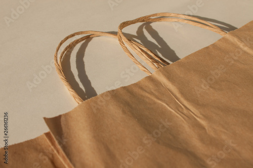 Disposable bags of kraft paper isolated, eco style living, ecological and economical pacaging.