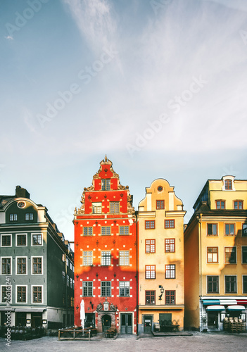 Stockholm city Stortorget architecture view in Sweden travel european landmarks colorful houses