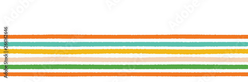 Colorful hand drawn horizontal stripes border pattern. Seamless vector background. Uneven wonky textured lines. Classic abstract brush stroke geo. Autumn season fall colors. Ribbon trim washi tape.