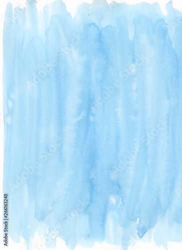 Abstract sky blue hand drawn watercolor background.