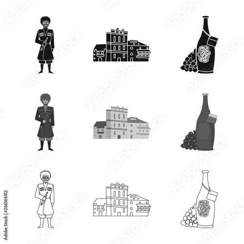 Vector illustration of culture and sightseeing sign. Set of culture and originality vector icon for stock.