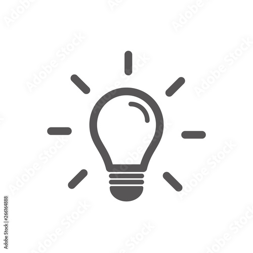 Bulb icon isolated on light background. Symbol of lighting, electric. Idea sign, thinking concept in flat style for graphic design, Web site, UI. EPS