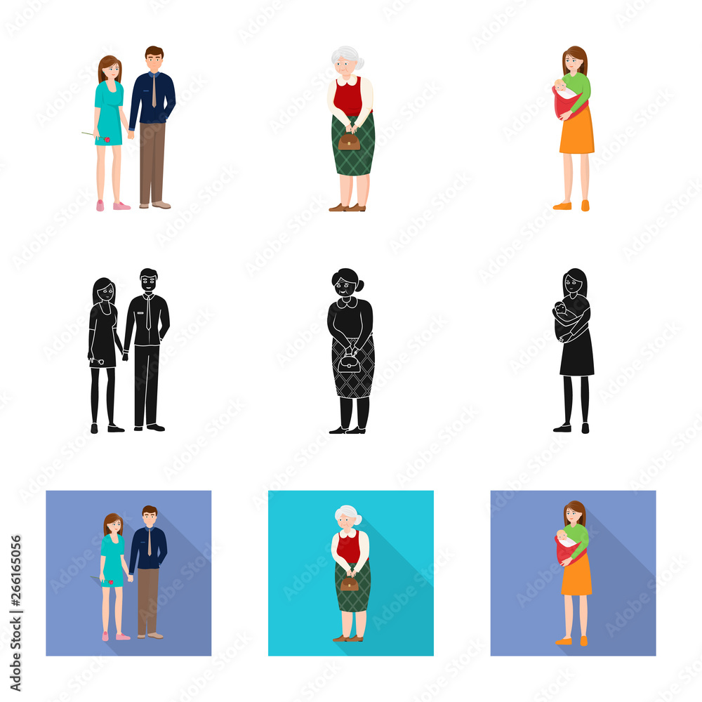 Isolated object of character and avatar  sign. Set of character and portrait vector icon for stock.