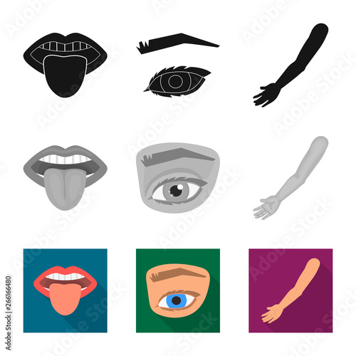 Isolated object of body and part logo. Collection of body and anatomy stock vector illustration.