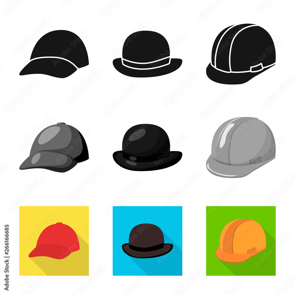 Vector design of clothing and cap sign. Collection of clothing and beret stock vector illustration. Vector design of clothing and cap sign. Collection of clothing and beret stock vector illustration.