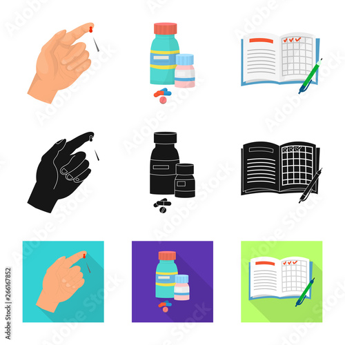 Vector design of diet and treatment  sign. Collection of diet and medicine vector icon for stock.