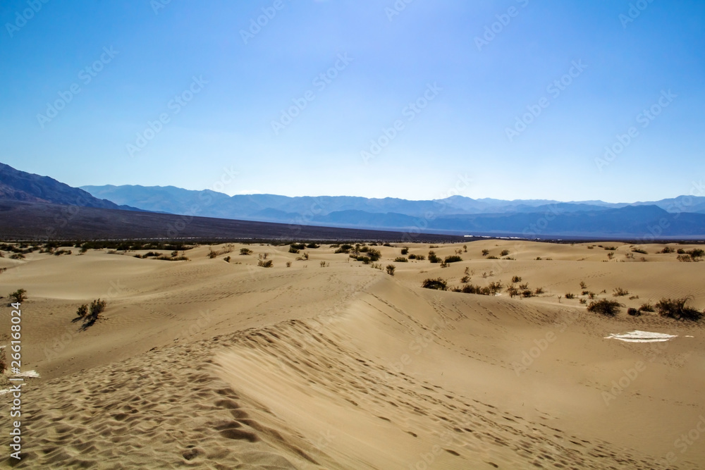 Sand Dunes, Mysterious and Amazing Landscape in Haze, Death Valley, California