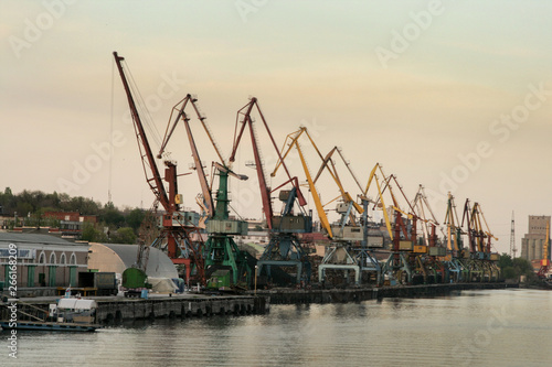 river port and many cargo cranes