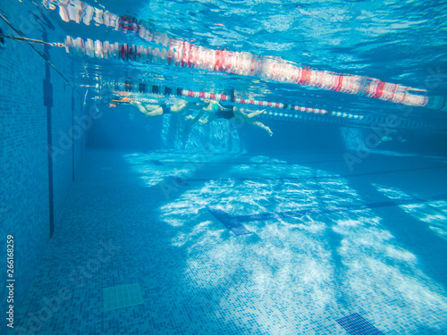 underwater view of pool with lines