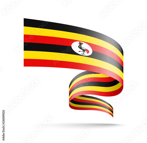 Uganda flag in the form of wave ribbon.