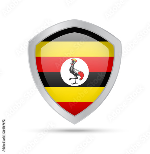 Shield with Uganda flag on white background. Free Download Shield with Uganda flag on white background. - GFXLoad