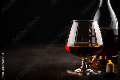 Cognac or brandy  in the glass.