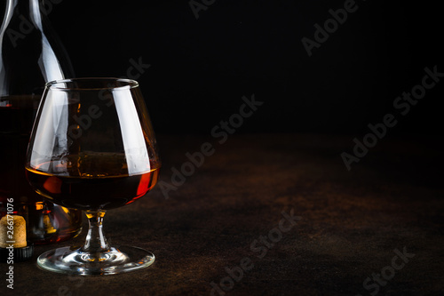 Cognac or brandy in the glass.