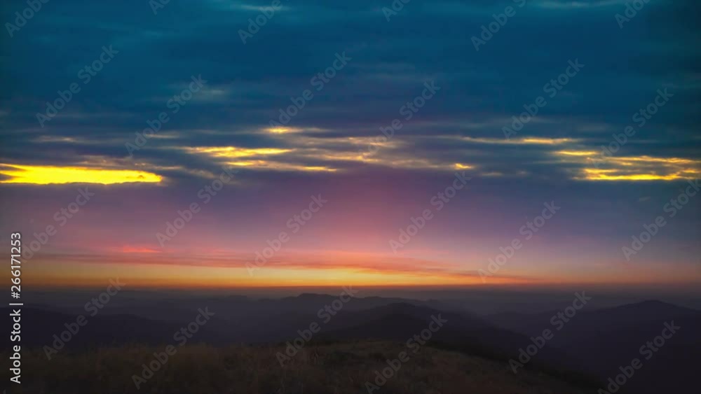The mountain landscape against a sunrise background. time lapse The mountain landscape against a sunrise background. time lapse