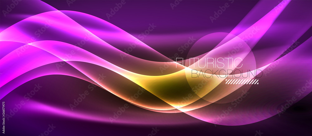 Neon shiny light glowing wave lines Neon shiny light glowing wave lines