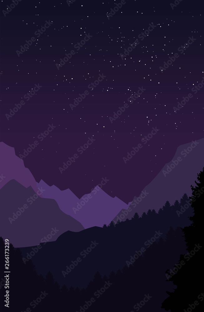 Starry night in mountains