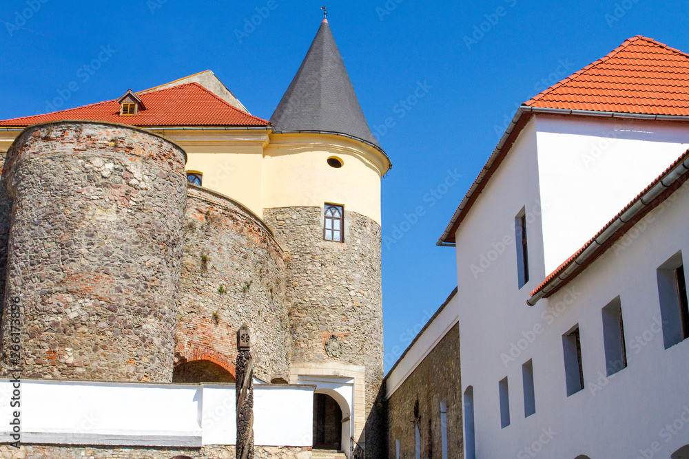 large courtyard of the ancient castle Palanok in the city of Mukachevo Ukraine.