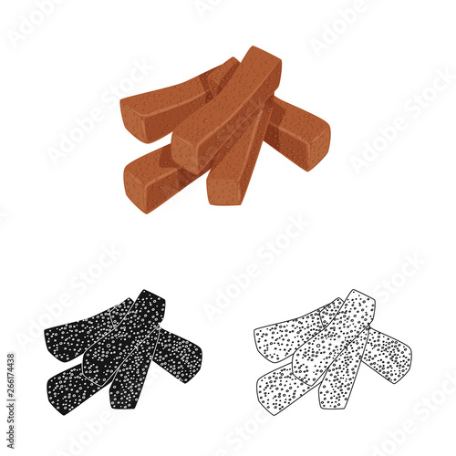 Vector design of croutons  and bread symbol. Set of croutons  and crackers  stock symbol for web.