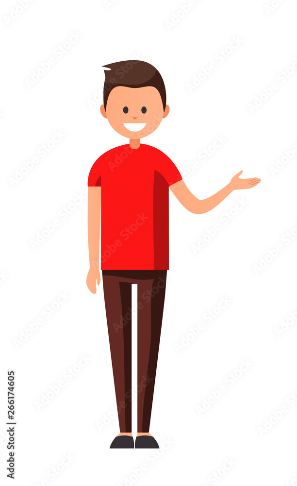 Front view animated character. Designer character. Cartoon style, flat