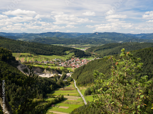 View from Sulov rocks  nature reserve in Slovakia on Jablonove village