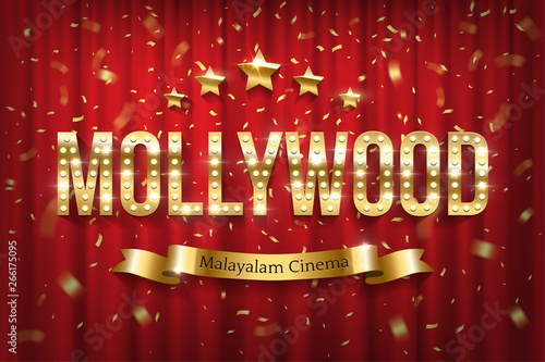 Mollywood indian cinema vector banner with text
