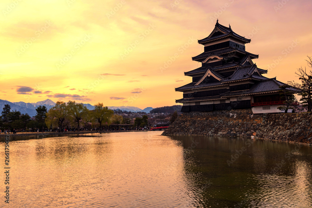 Matsumoto castle with twilight sunset sky Matsumoto castle with twilight sunset sky