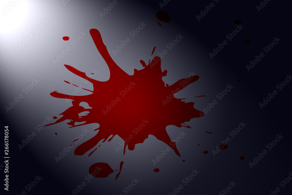 red blood stain in the darkness illuminated by spotlight red blood stain in the darkness illuminated by spotlight