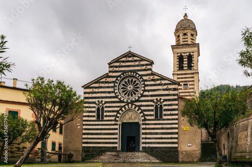 Front view of the Saint Andrew's Church built in a Gothic architectural style in Levanto, La Spezia, Italy.