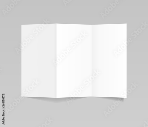 Folded realistic blank sheet of paper, flyer mockup