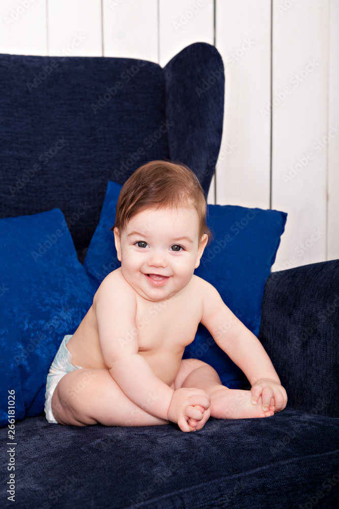 Portrait adorable baby girl in chair Portrait adorable baby girl in chair