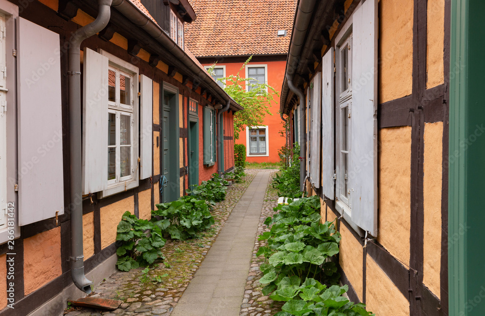 Stralsund.  traditional architecture of the port city on the island of Rugen