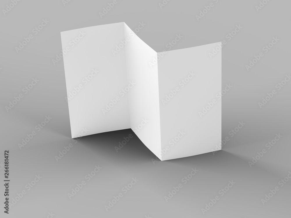 Open trifold brochure in A4 format mockup.3d illustartion Open trifold brochure in A4 format mockup.3d illustartion