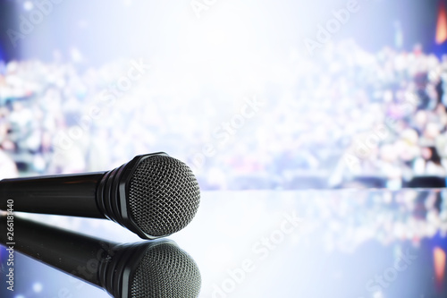 Valokuva The microphone on the stage in front of the hall